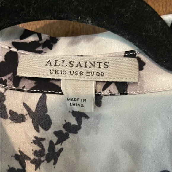 All Saints Monochrome Butterfly Blouse - Picture 3 of 7